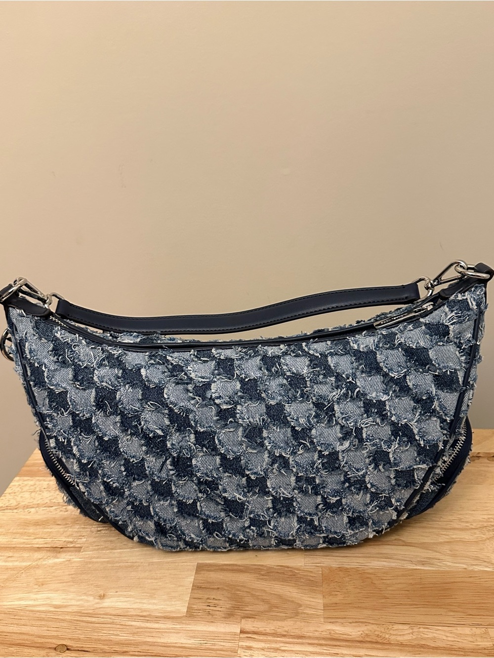 Michael Kors Denim Patchwork Shoulder Bag in Blue and Navy - Picture 15 of 15
